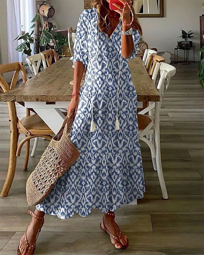 Eliora | Vestito Lungo Boho con Scollo a V