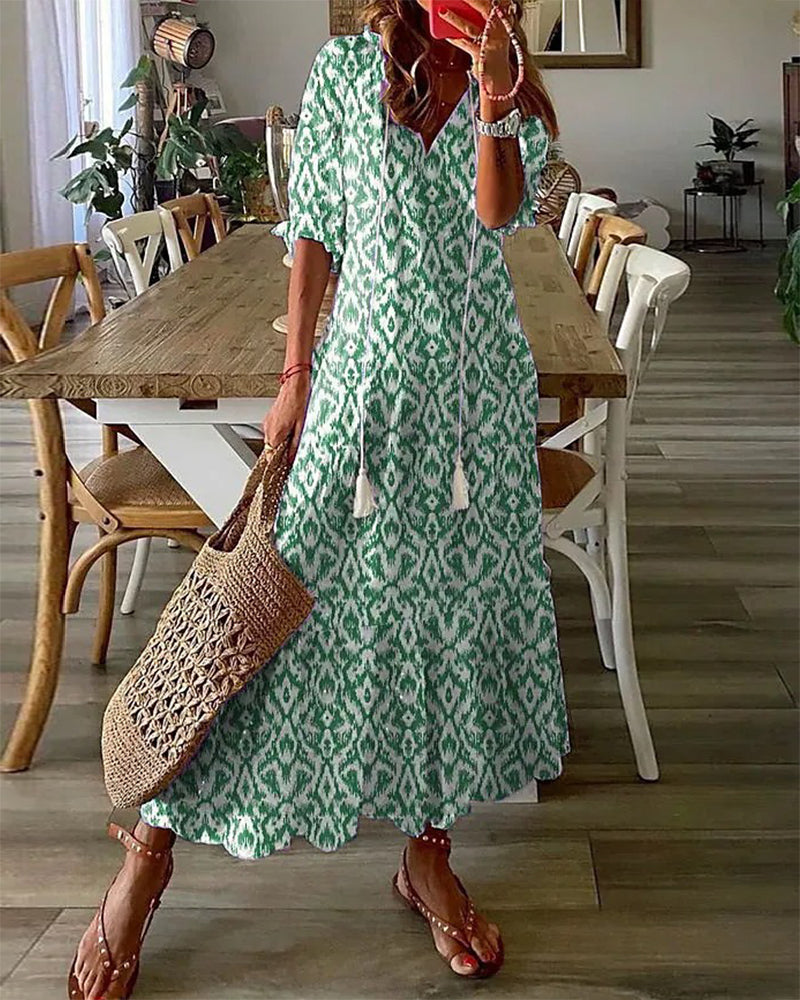 Eliora | Vestito Lungo Boho con Scollo a V