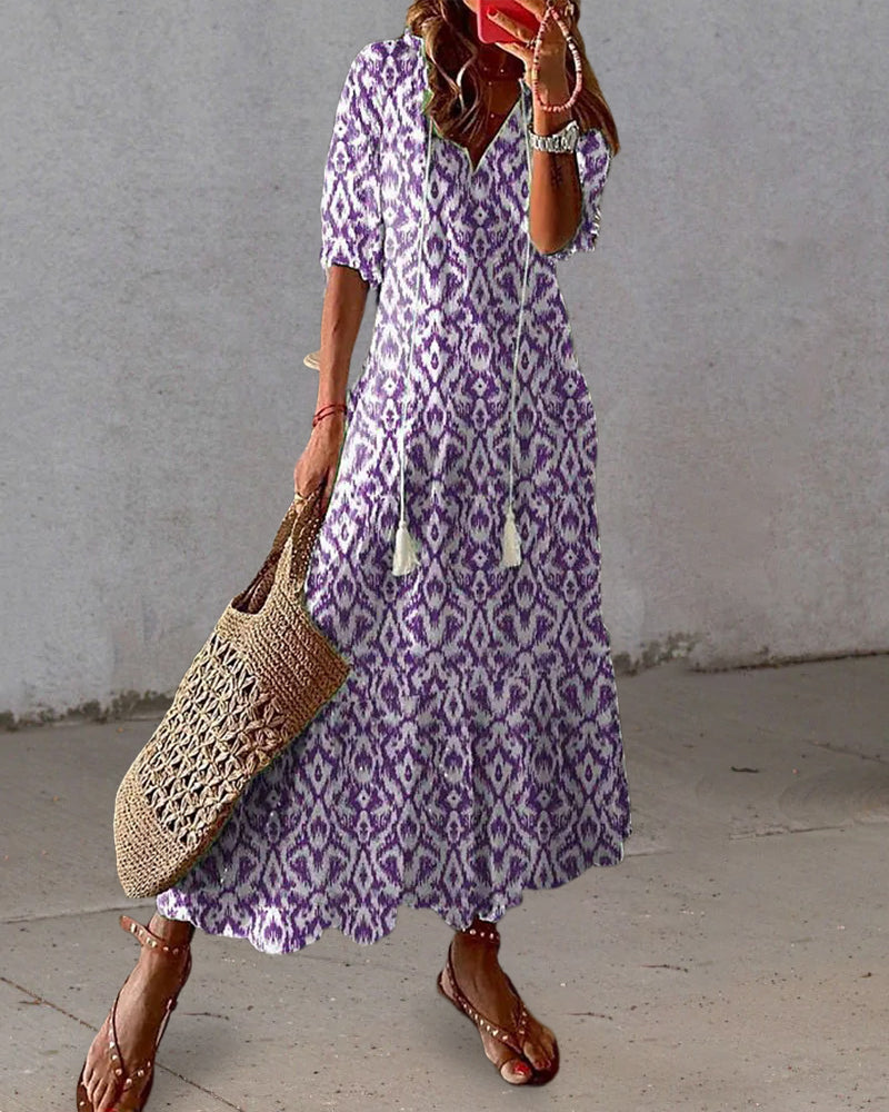 Eliora | Vestito Lungo Boho con Scollo a V