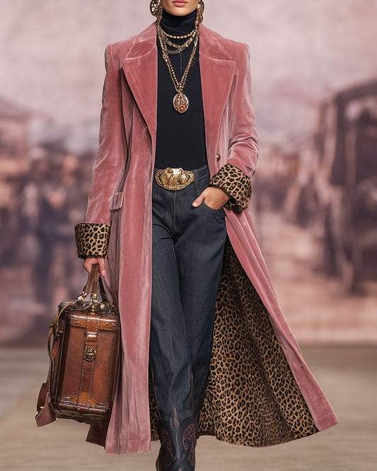 Beatrice | Cappotto lungo effetto velluto – Rosa cipria
