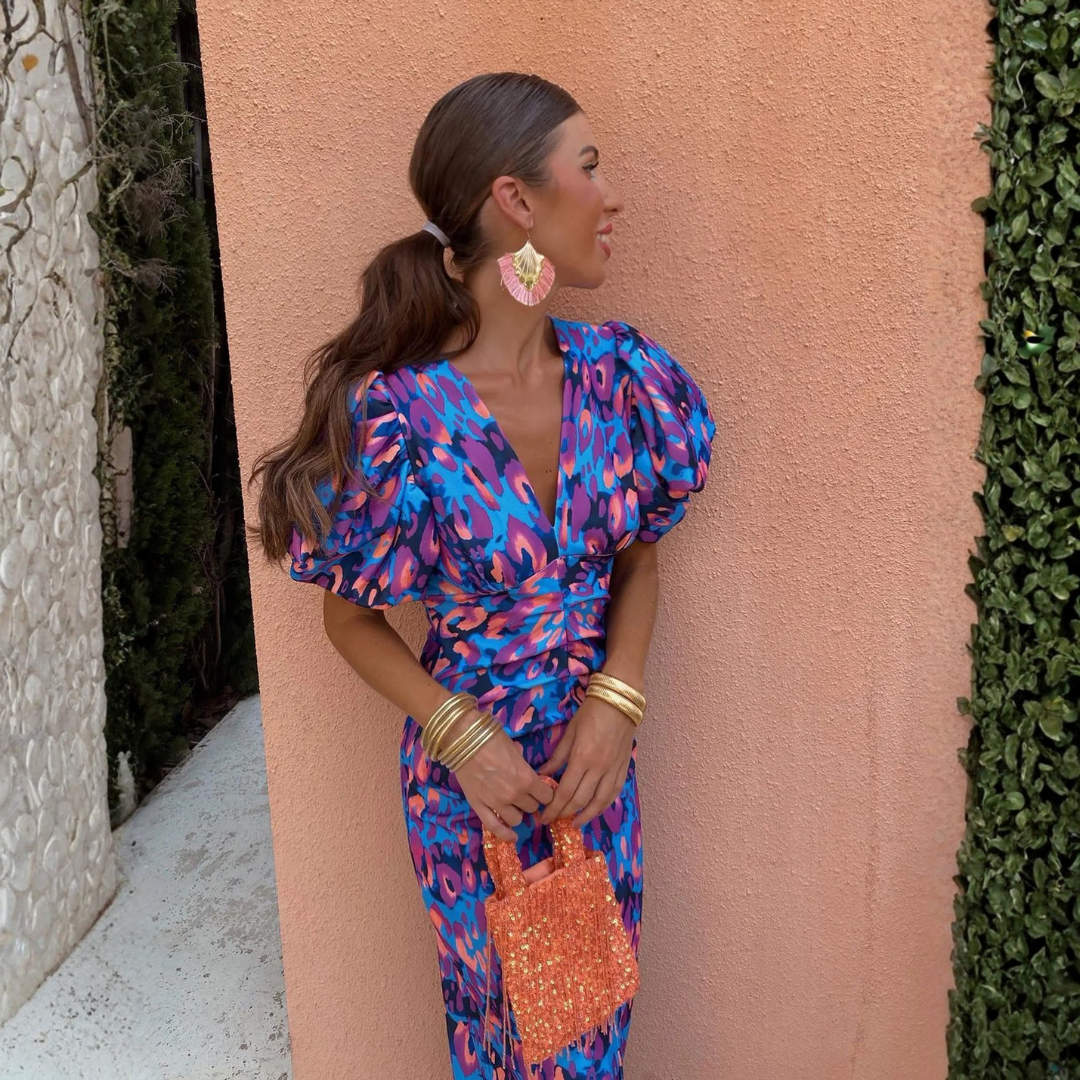 Ainhoa | Vestito Stampato Elegante con Scollo a V