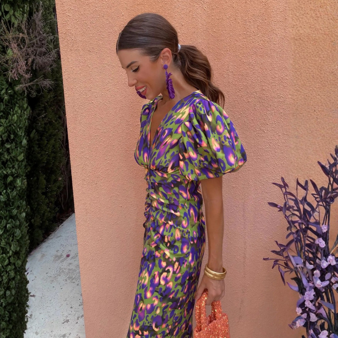 Ainhoa | Vestito Stampato Elegante con Scollo a V