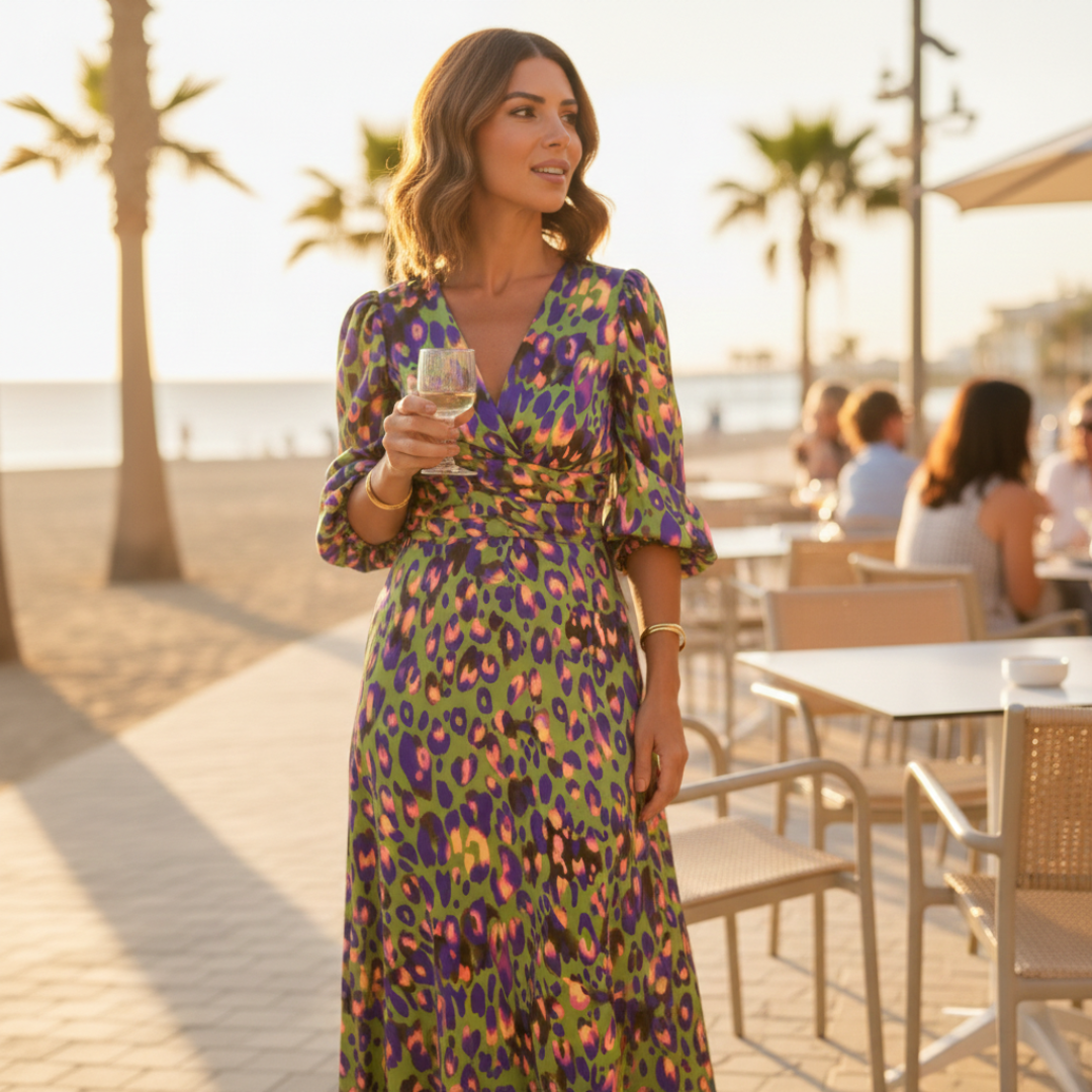 Ainhoa | Vestito Stampato Elegante con Scollo a V