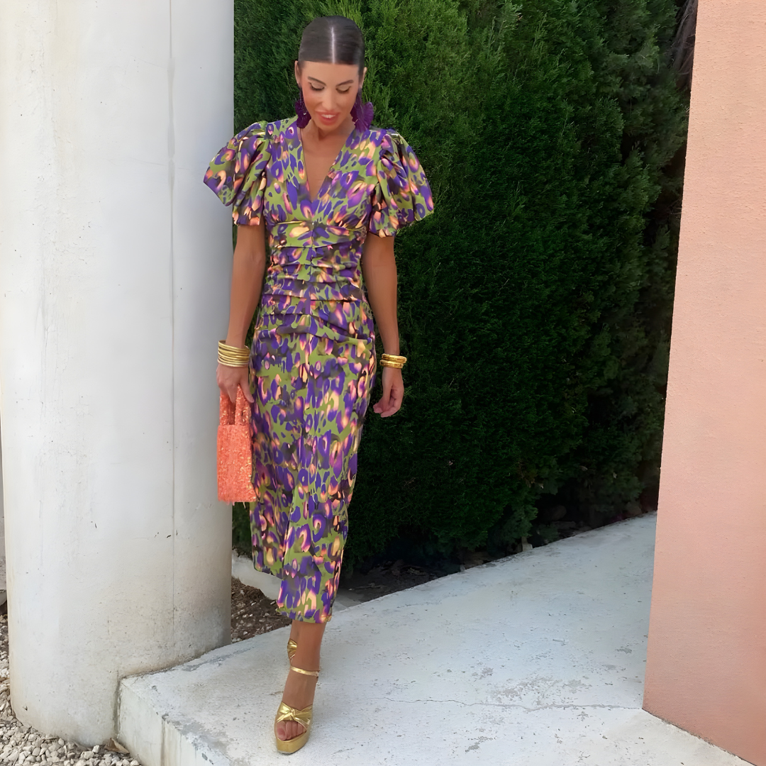Ainhoa | Vestito Stampato Elegante con Scollo a V