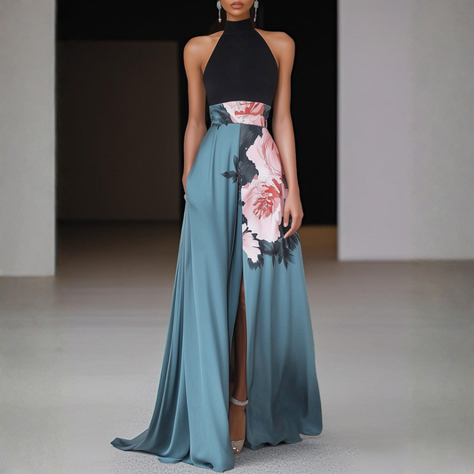 Isabella | Vestito Maxi Senza Maniche con Scollo Rotondo Floreale