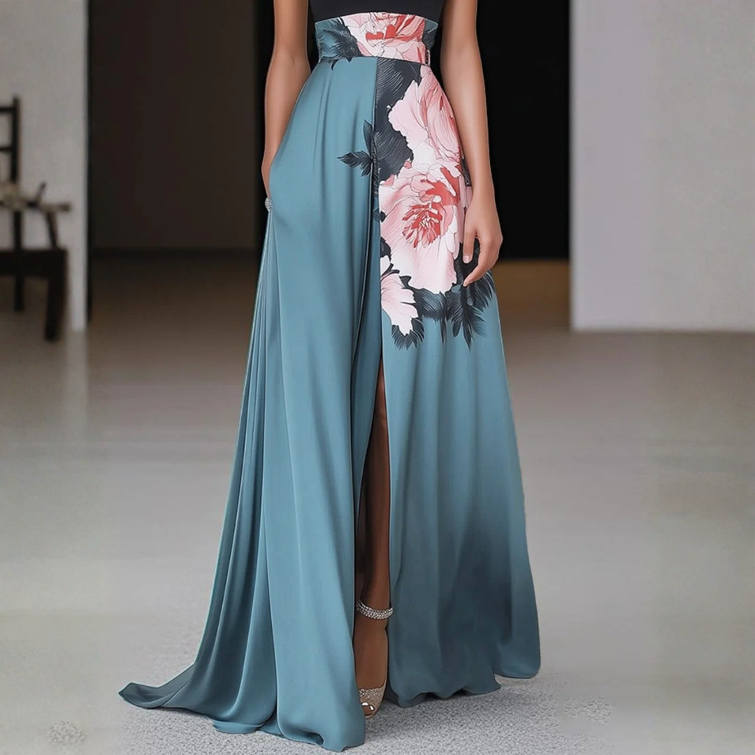 Isabella | Vestito Maxi Senza Maniche con Scollo Rotondo Floreale