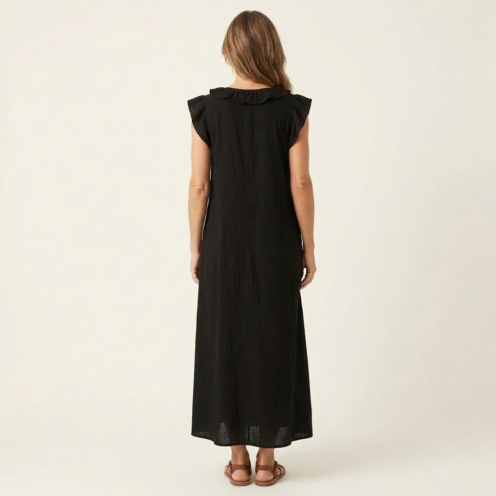 Anita | Vestito Lungo con Scollo a V e Volant