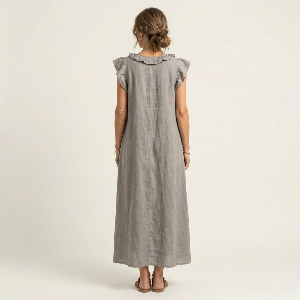 Anita | Vestito Lungo con Scollo a V e Volant