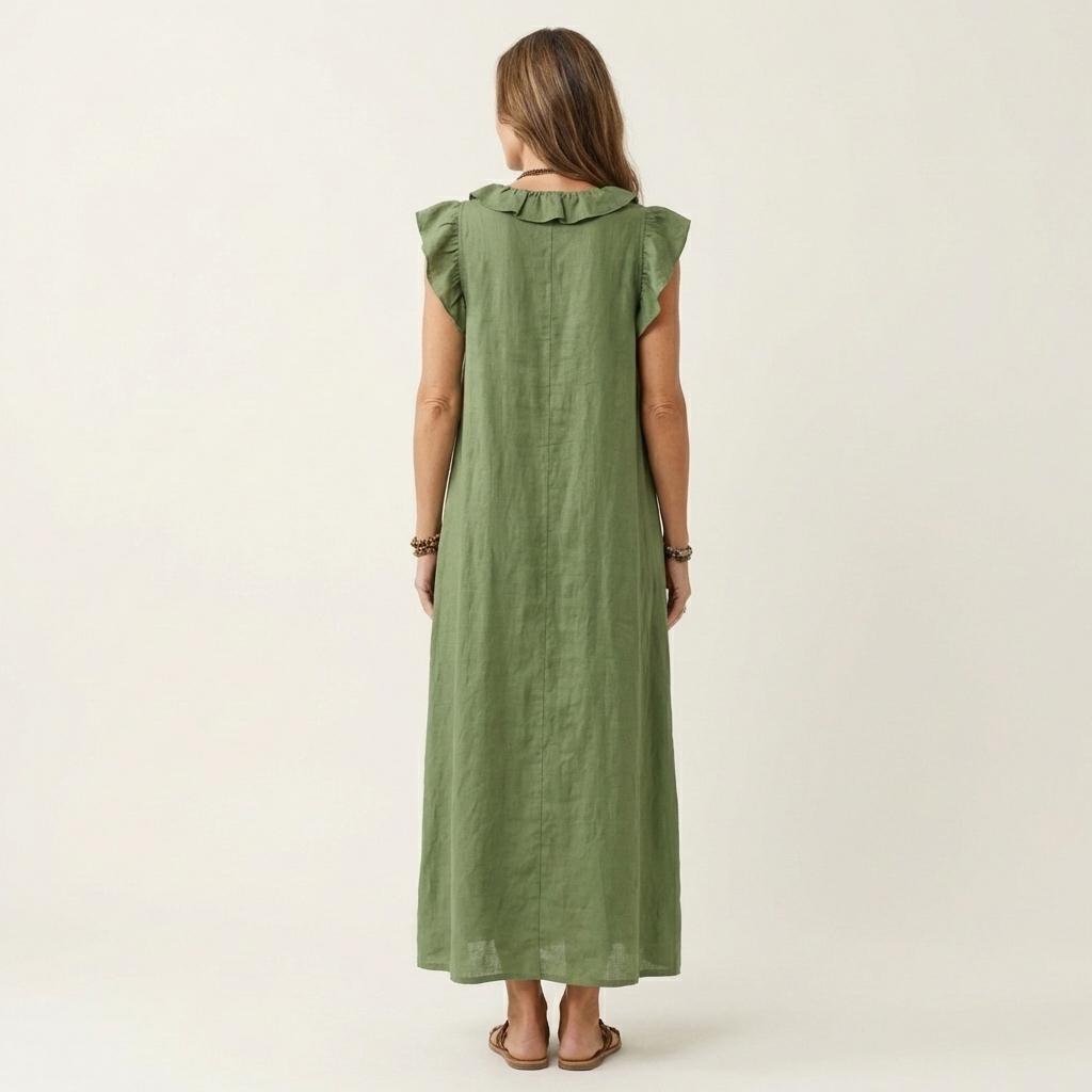 Anita | Vestito Lungo con Scollo a V e Volant