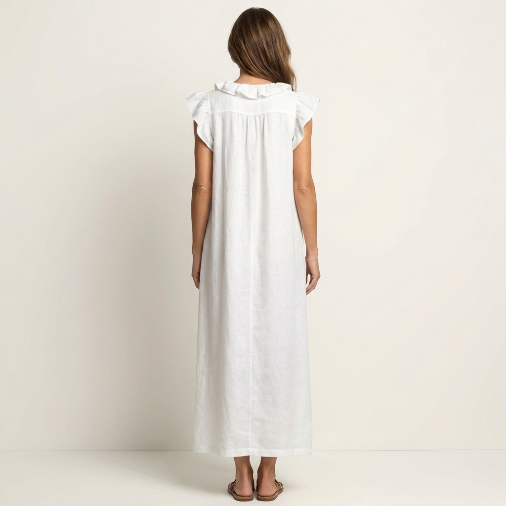 Anita | Vestito Lungo con Scollo a V e Volant