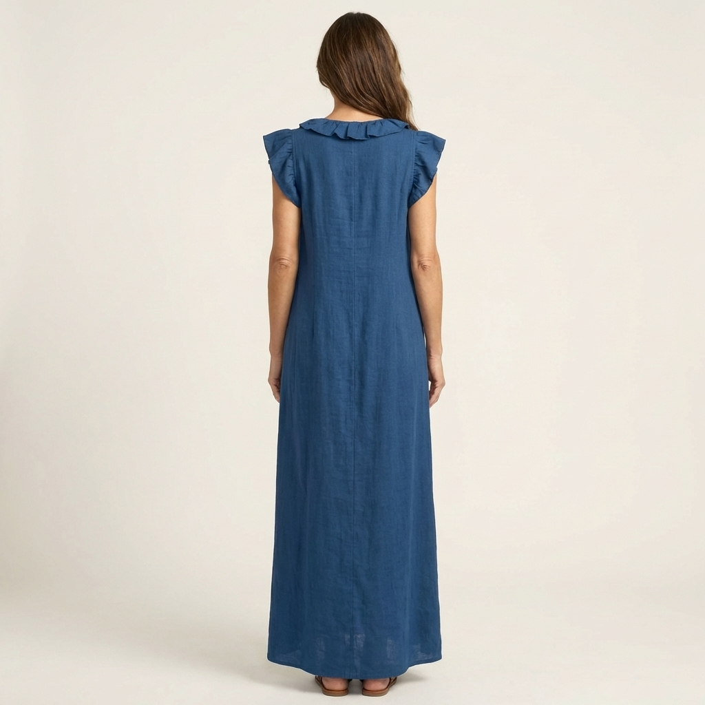 Anita | Vestito Lungo con Scollo a V e Volant