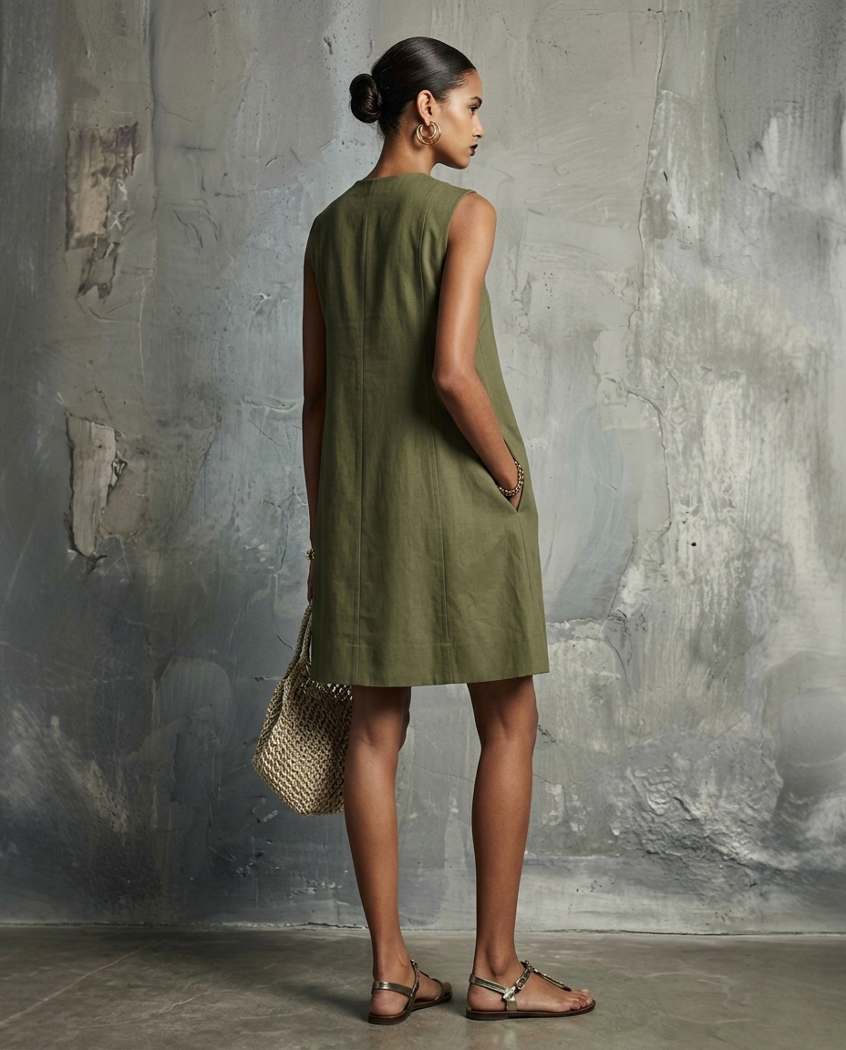 Sienna | Vestito Senza Maniche con Bottonatura Asimmetrica