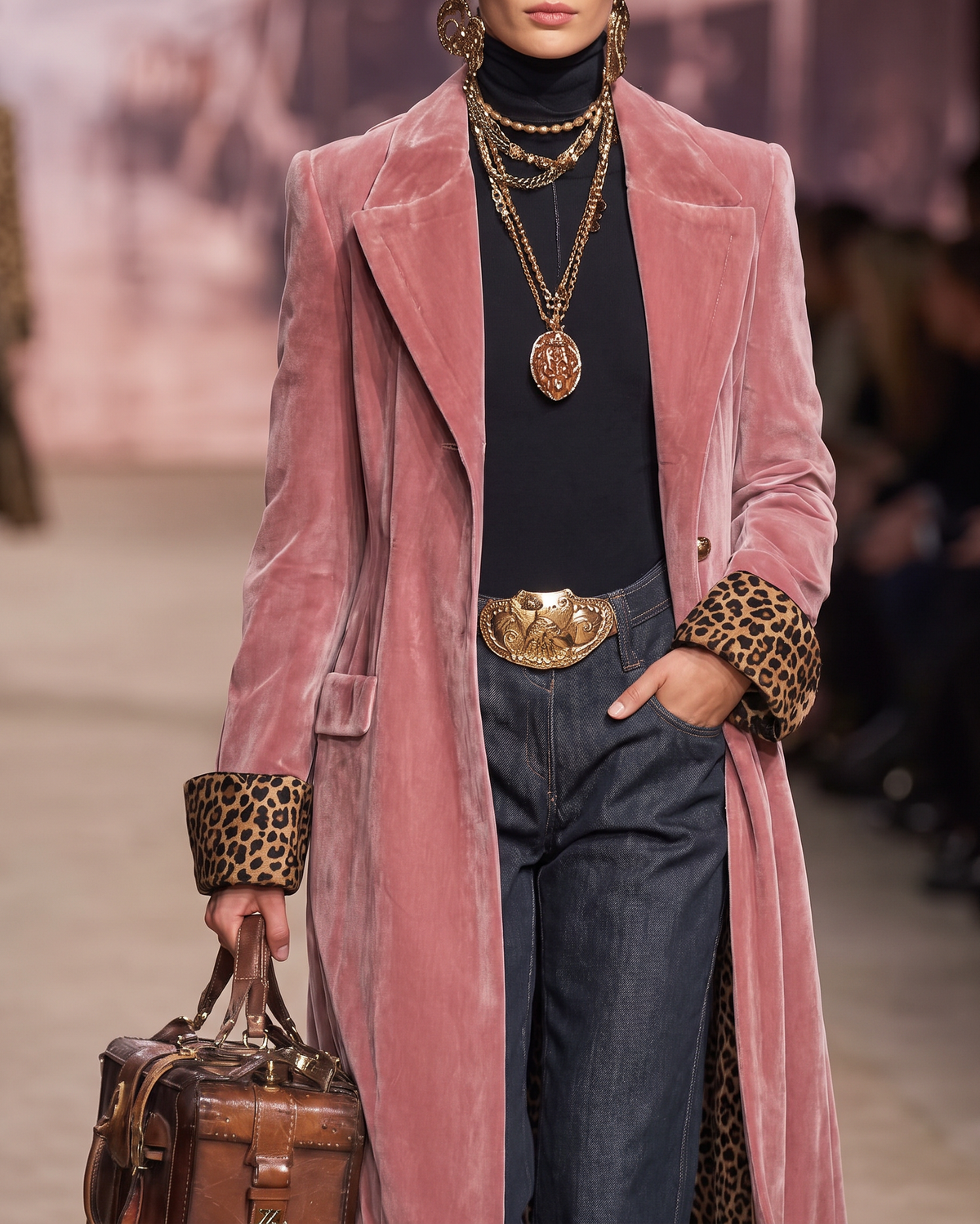 Beatrice | Cappotto lungo effetto velluto – Rosa cipria
