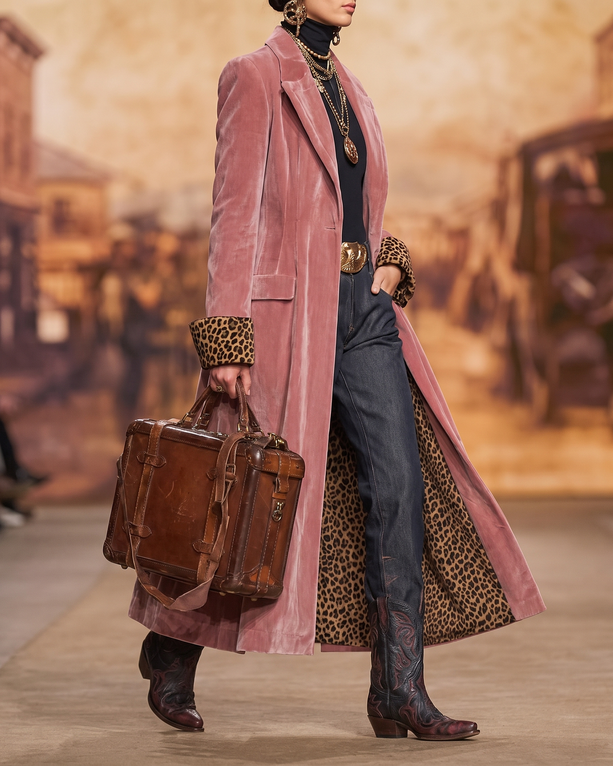 Beatrice | Cappotto lungo effetto velluto – Rosa cipria