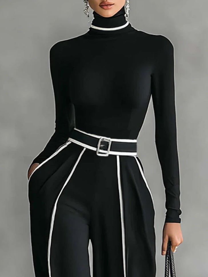 Giovanna | Completo elegante con dolcevita, pantaloni ampi e cintura