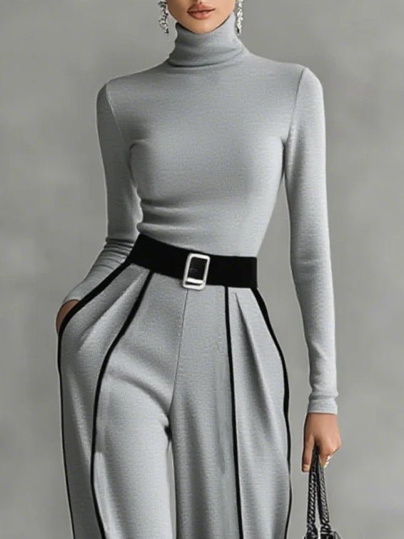 Giovanna | Completo elegante con dolcevita, pantaloni ampi e cintura