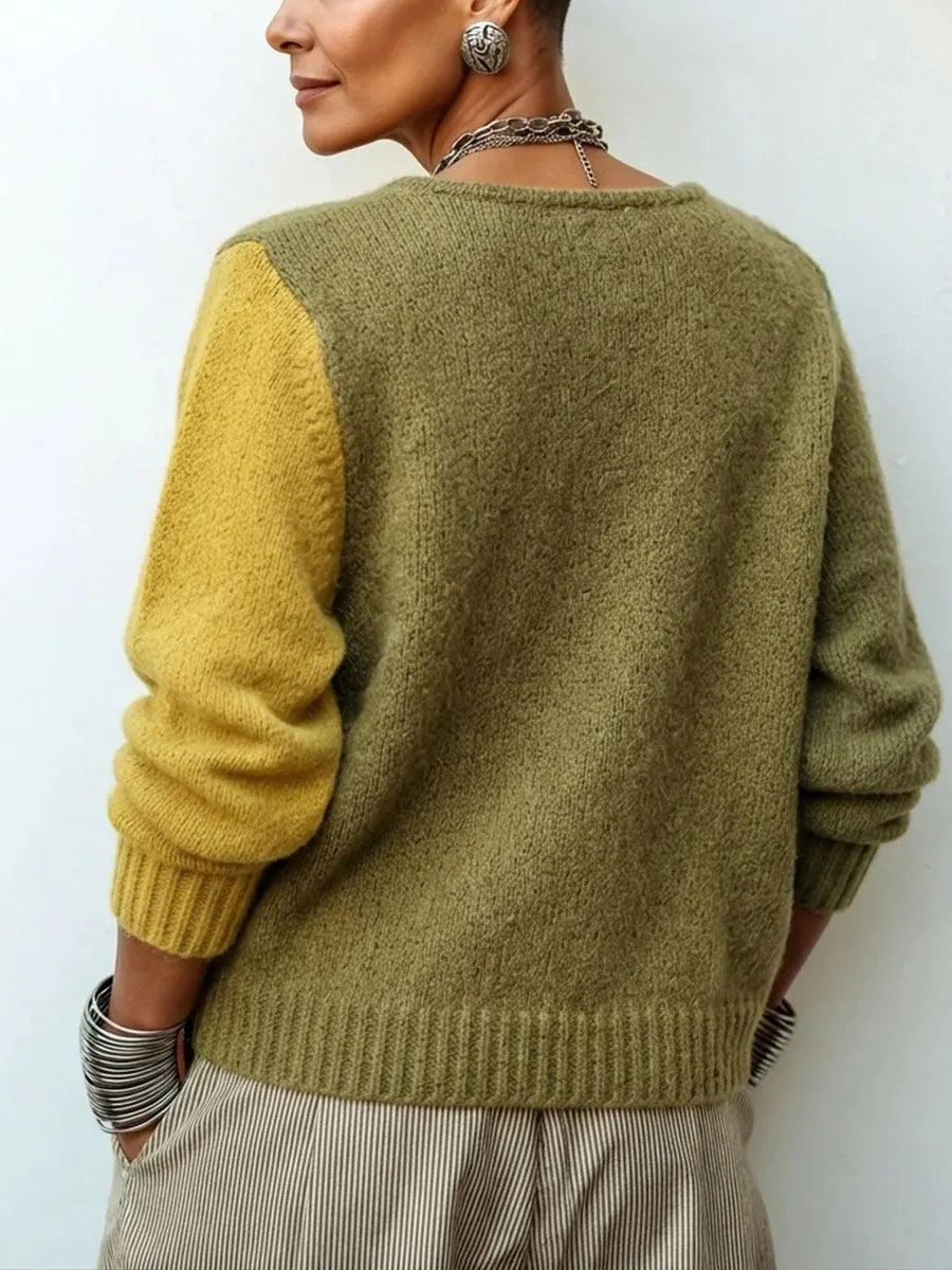 Mia | Maglione artistico, incrociato, asimmetrico e con blocchi di colore
