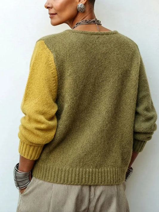 Mia | Maglione artistico, incrociato, asimmetrico e con blocchi di colore