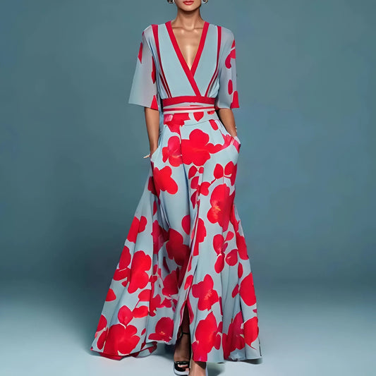 Valentina | Vestito Elegante Lungo con Scollo Profondo