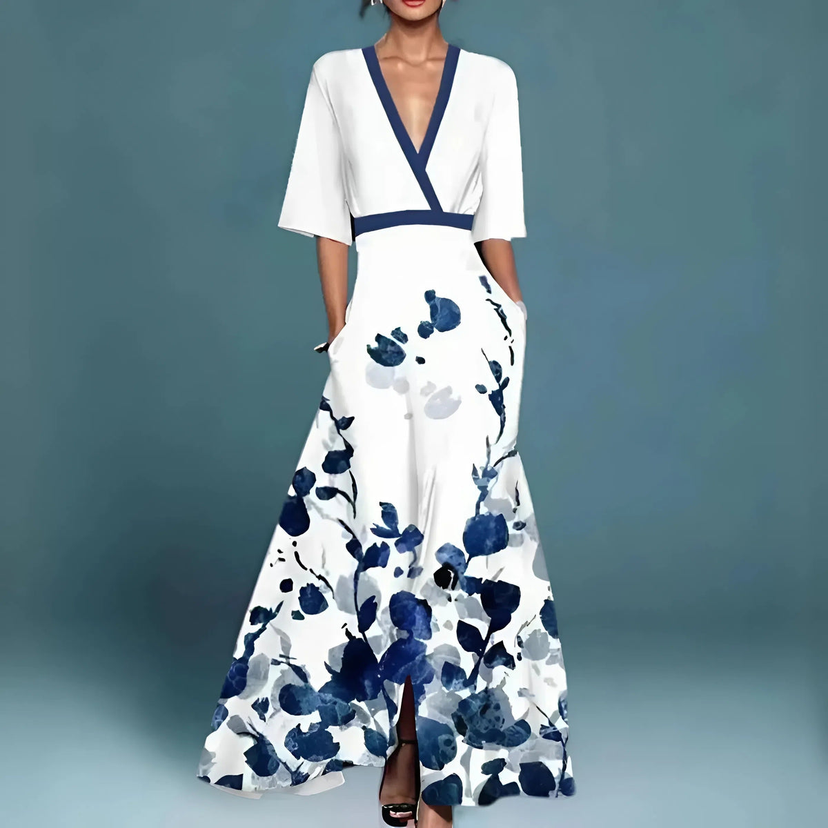 Valentina | Vestito Elegante Lungo con Scollo Profondo