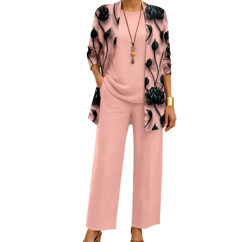Amira | Elegante Completo 3 Pezzi da Donna con Stampa Raffinata e Vestibilità Perfetta