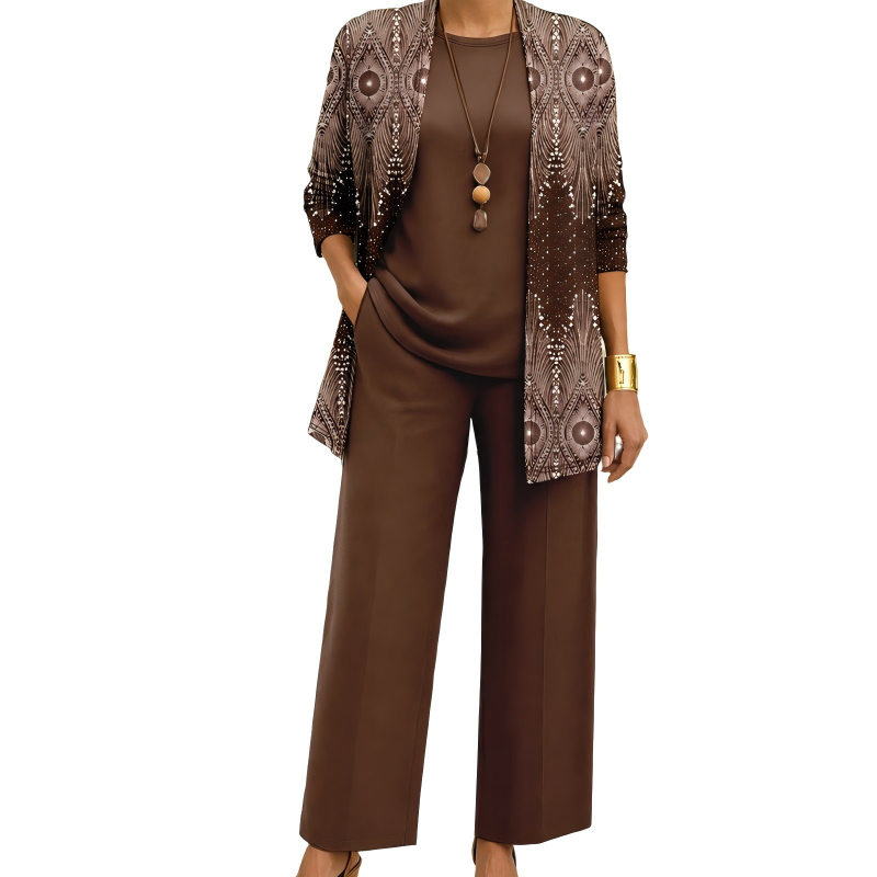 Amira | Elegante Completo 3 Pezzi da Donna con Stampa Raffinata e Vestibilità Perfetta