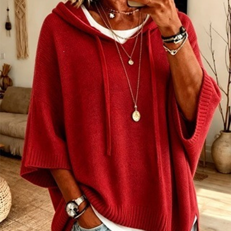 Chloe | Maglione poncho con cappuccio