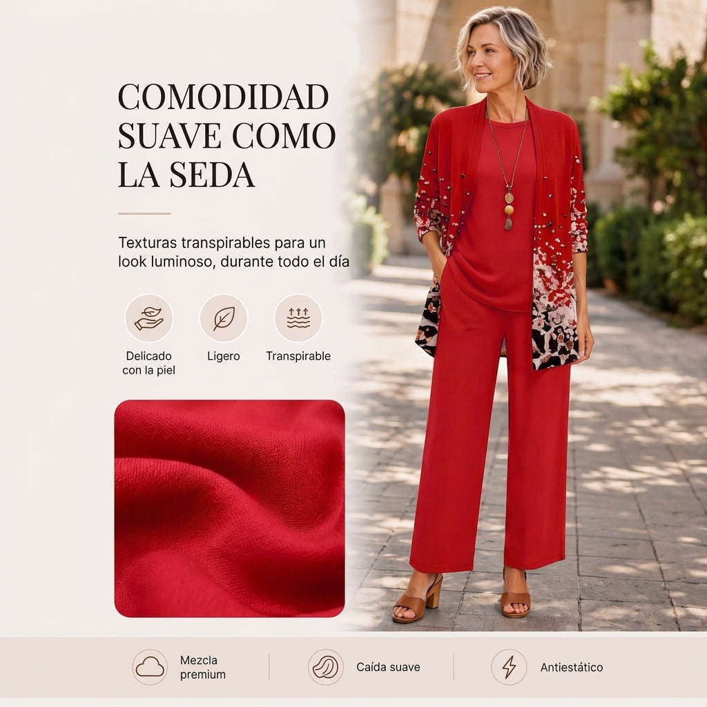 Amira | Elegante Completo 3 Pezzi da Donna con Stampa Raffinata e Vestibilità Perfetta
