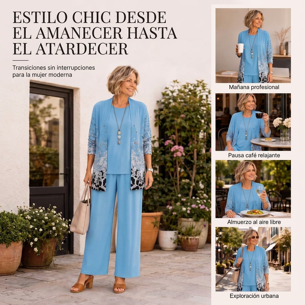Amira | Elegante Completo 3 Pezzi da Donna con Stampa Raffinata e Vestibilità Perfetta