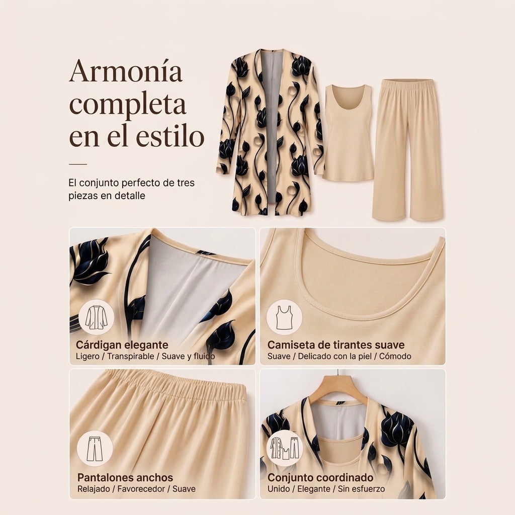 Amira | Elegante Completo 3 Pezzi da Donna con Stampa Raffinata e Vestibilità Perfetta